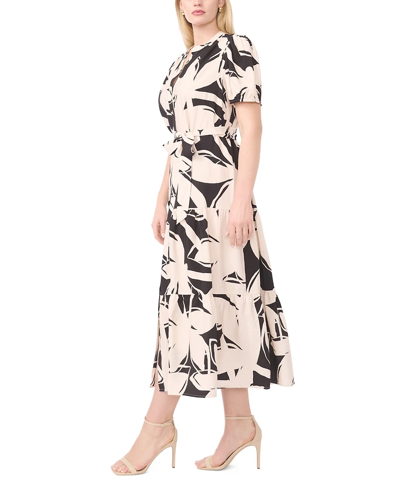Msk Plus Center-Front Button V-Neck Maxi Shirt Dress