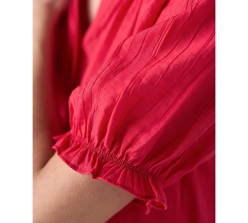 Liverpool Los Angeles Petite Textured Puffed-Sleeve Top