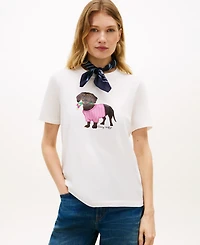 Tommy Hilfiger Women's Graphic Dog Print T-Shirt