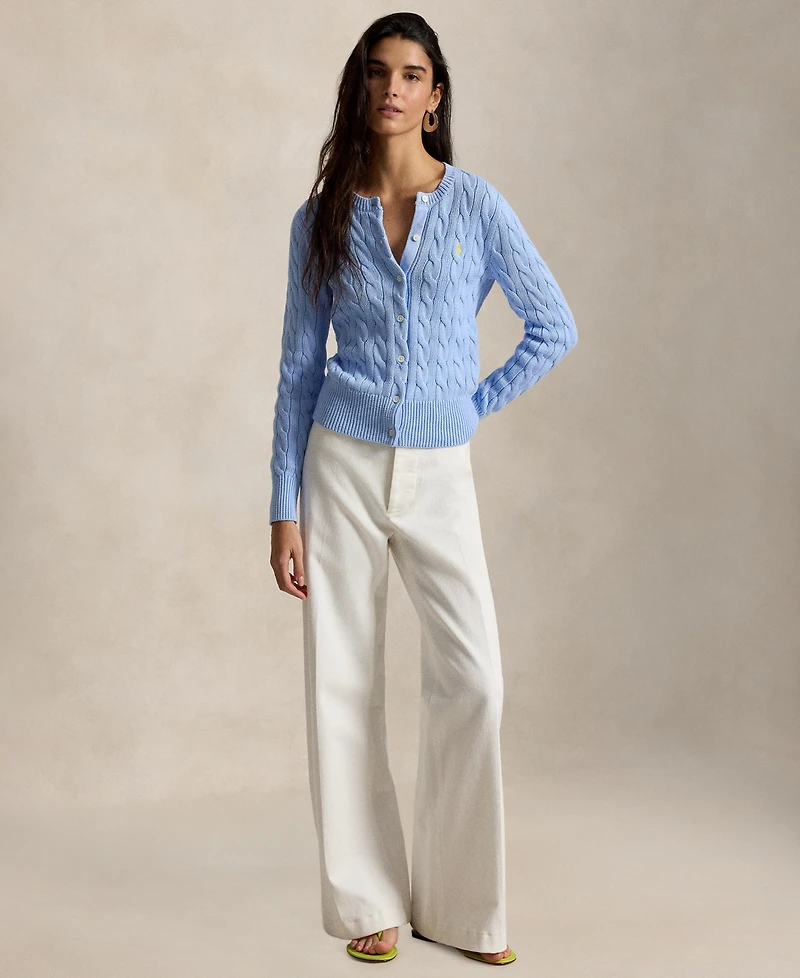 Polo Ralph Lauren Women's Cable-Knit Cotton Crewneck Cardigan Sweater