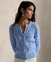 Polo Ralph Lauren Women's Cable-Knit Cotton Crewneck Cardigan Sweater