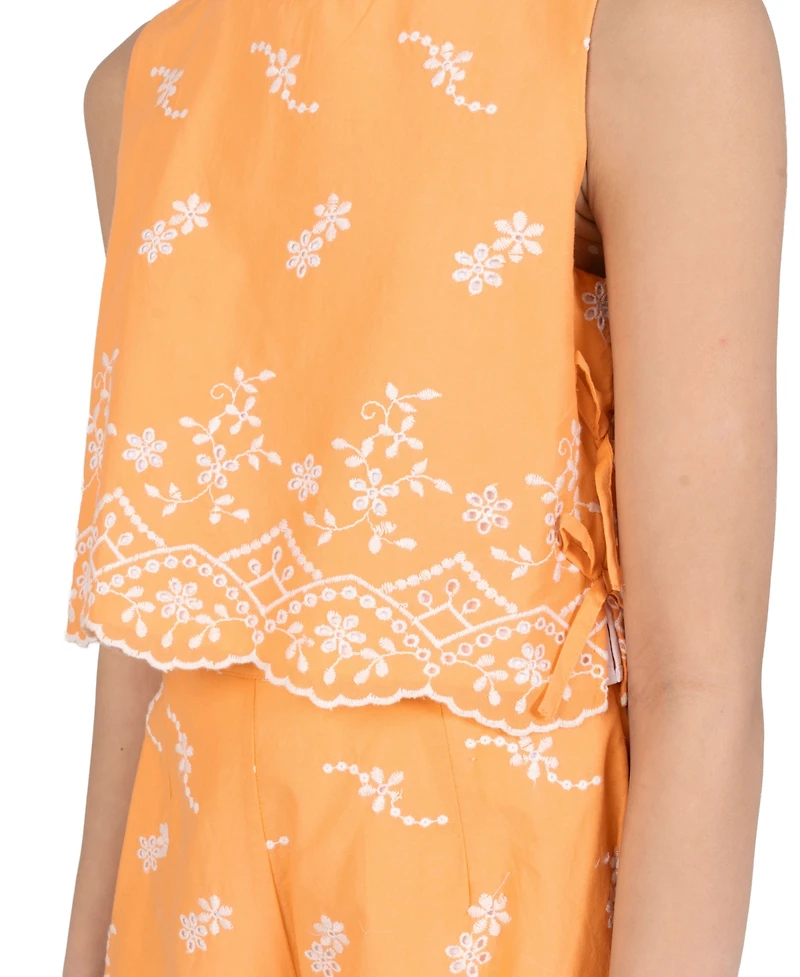 Rare Editions Girls' 7-16 Embroidered Eyelet Top and Shorts, 2-Piece Set