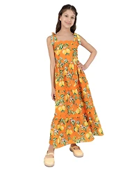 Rare Editions Girls' 7-16 Printed Lemon Tiered Maxi Dress