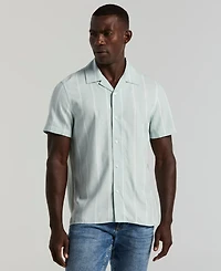 Perry Ellis Men's Short Sleeve Striped Button-Front Camp Shirt