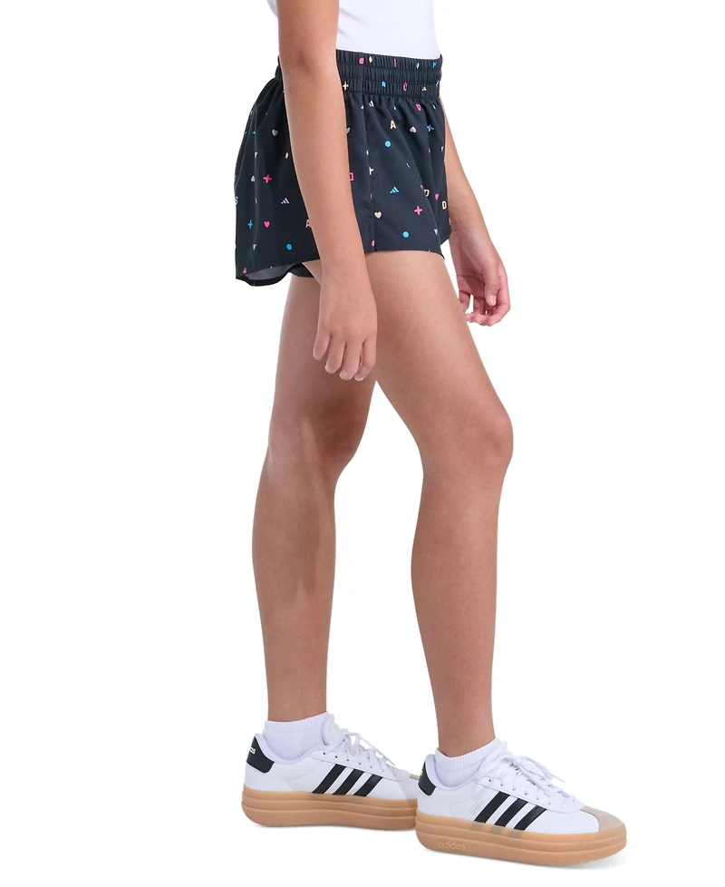 adidas Girls' 8-16 Elastic Waistband Printed Woven Shorts