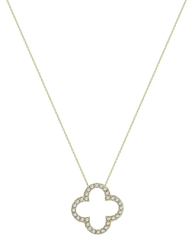 Macy's Diamond (1/3 ct. t.w.) Clover Pendant Necklace in 14k Yellow Gold