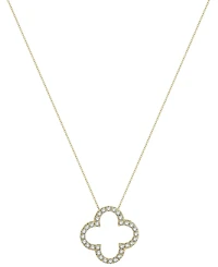 Macy's Diamond (1/3 ct. t.w.) Clover Pendant Necklace in 14k Yellow Gold
