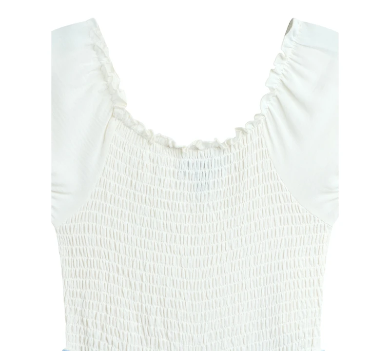 Bcx Girls' 7-16 Short-Sleeve Smocked Bodice Jumpsuit