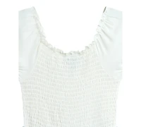 Bcx Girls' 7-16 Short-Sleeve Smocked Bodice Jumpsuit