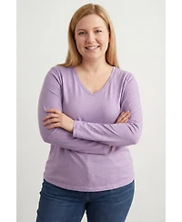 Woman Within Plus Perfect Long-Sleeve V-Neck Tee