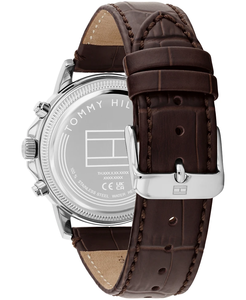 Tommy Hilfiger Men's Multifunction Brown Leather Bracelet Watch, 40mm