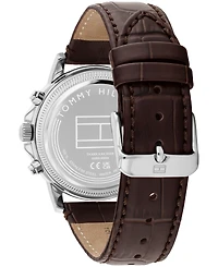 Tommy Hilfiger Men's Multifunction Brown Leather Bracelet Watch, 40mm