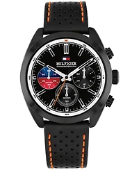Tommy Hilfiger Men's Chronograph Black Leather Strap Watch, 40mm