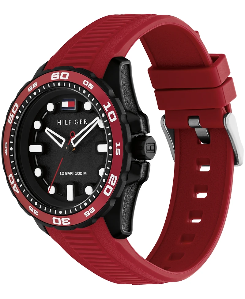 Tommy Hilfiger Men's Quartz Red Silicone Strap Watch, 40mm