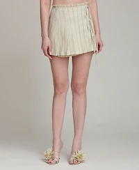 Avec Les Filles Women's Pleated Wrap Mini Skirt