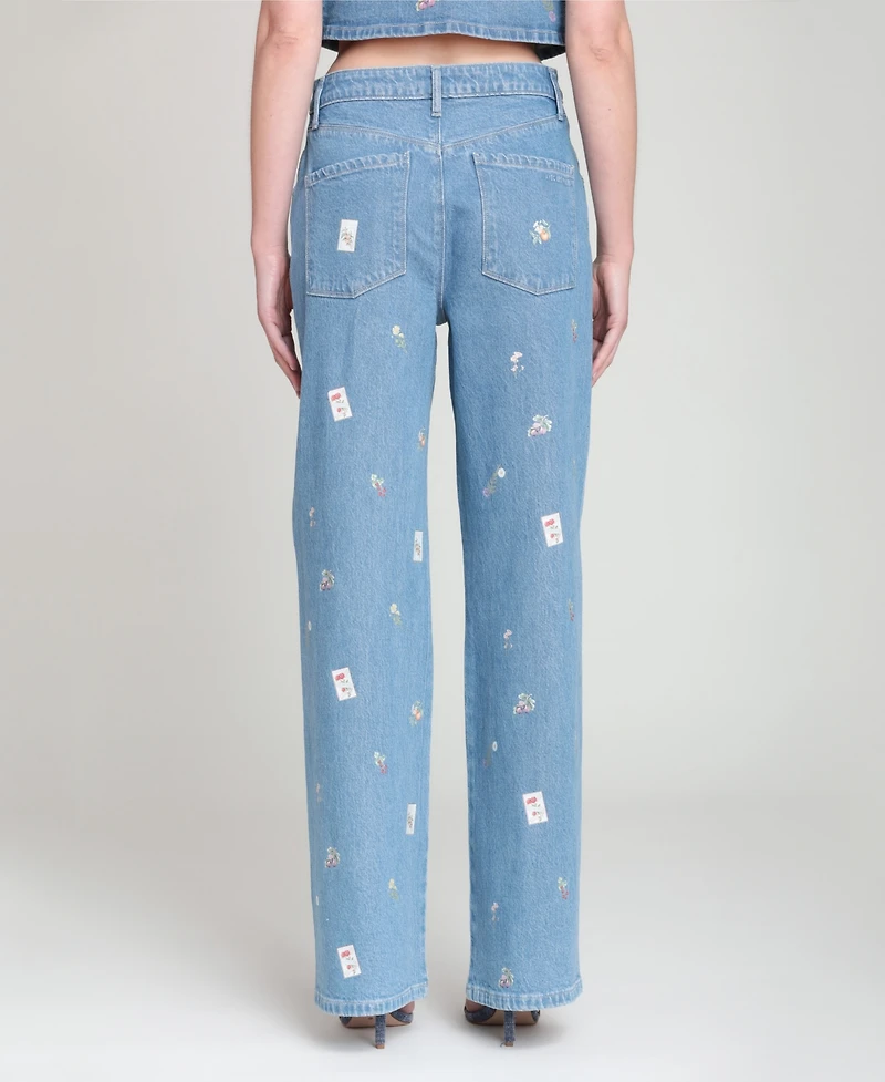 Avec Les Filles Women's High-Rise Printed Jeans