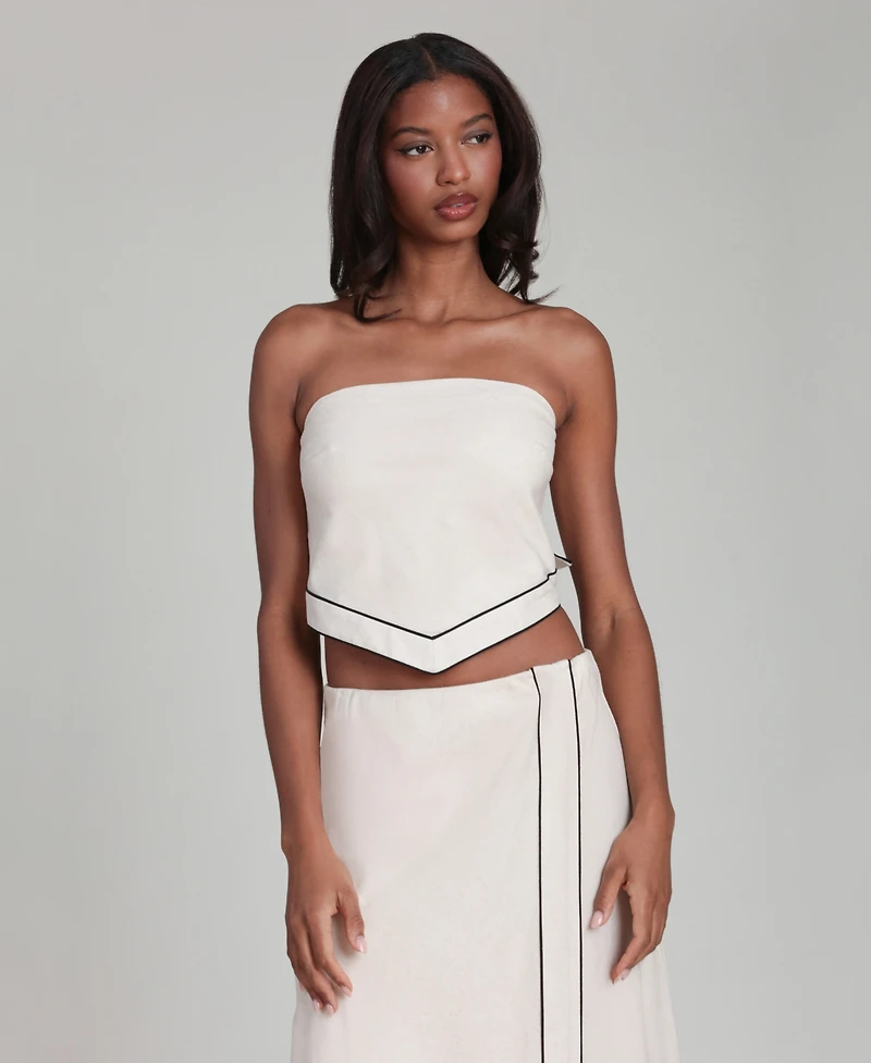 Avec Les Filles Women's Contrast-Trim Scarf Top