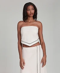 Avec Les Filles Women's Contrast-Trim Scarf Top