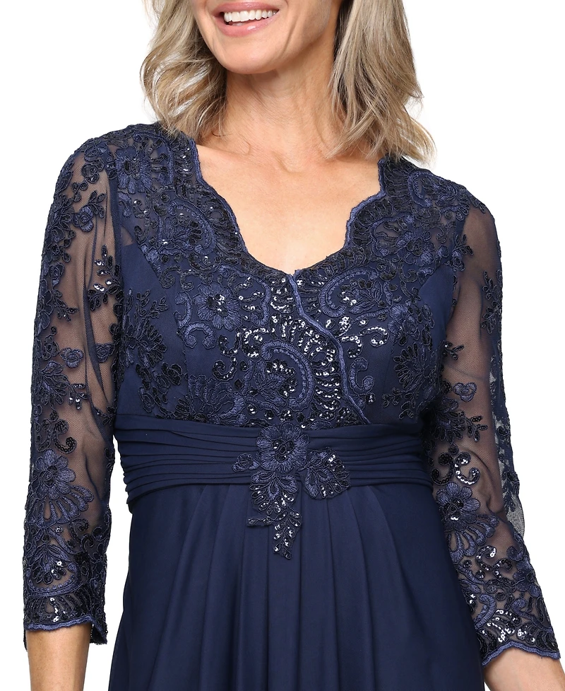 Alex Evenings Petite V-Neck A-Line Gown