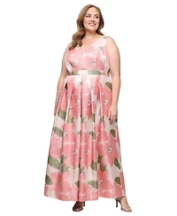 Alex Evenings Plus V-Neck Sleeveless A-Line Ball Gown