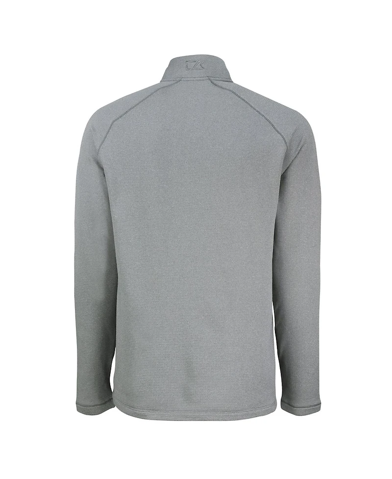 Cutter & Buck Men's Heather Gray Philadelphia Eagles Peshastin Eco Fleece Tri-Blend Raglan Quarter-Zip Jacket
