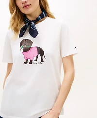 Tommy Hilfiger Women's Graphic Dog Print T-Shirt