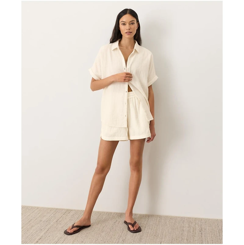 Pact Women's Organic Cotton Coastal Double Gauze Oversized Shirt