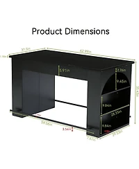 Tribesigns 63-Inch Bar Table with Metal Footrest, Industrial Kitchen Pub Table with 3-Tier Storage Legs on Both Sides