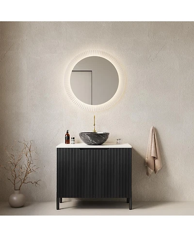 Sillysis 30" Bathroom Vanity with Ceramic Bowl Sink, Carrara Sintered Stone Countertop, 2 Soft-Close Doors, Modern Freestanding Storage