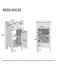 Sillysis 16 Inch French Modern Freestanding Bathroom Vanity with Ceramic Sink and Soft Close Door for Small Bathroom Spaces