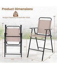 Gymax Outdoor Folding Bar Chair Set of 4 Patio Dining Chairs with Breathable Fabric