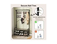 Slickblue 4-in-1 Hall Tree Coat Rack with 11 Hooks and Shoe Bench