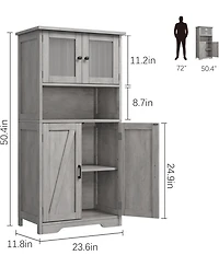 gaomon Tall Bathroom Cabinet, 50" Storage Cabinet with 4 Doors and Adjustable Shelves, Freestanding Modern Cupboard for Kitchen, Pantry, Living R