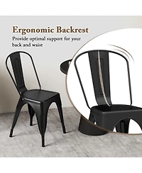 Gymax Tolix Style Metal Dining Chairs Set of 4 w/ Removable Backrest for Dining Room