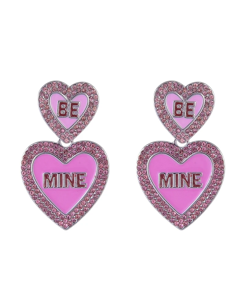 Hallmark Be Mine Pink Enamel Conversation Heart Earrings