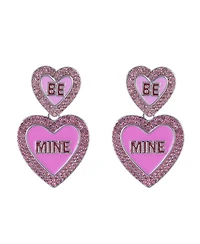 Hallmark Be Mine Pink Enamel Conversation Heart Earrings