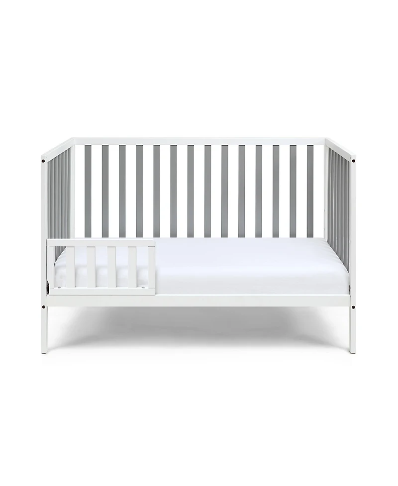flynama White and gray two tone 3 in 1 convertible island crib with modern classic design crisp clean lines and harmonious look for baby nursery