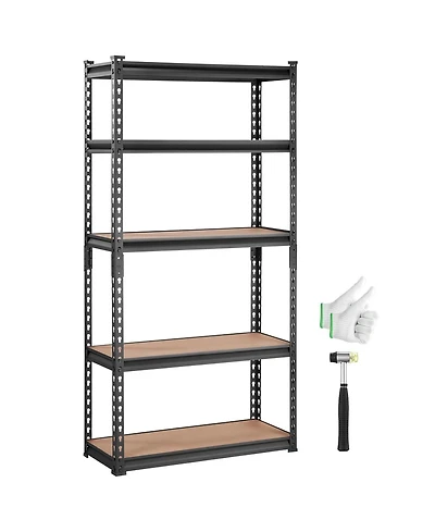Rainsken Storage Shelving Unit, 5-Tier Adjustable Metal Storage Shelves, Heavy Duty Organizer Rack for Pantry, Basement
