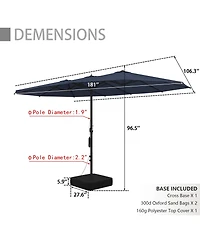 Homsee 15 ft. Double Sided Umbrella Outdoor Patio Umbrella with Spray System, Base and Sand Bag