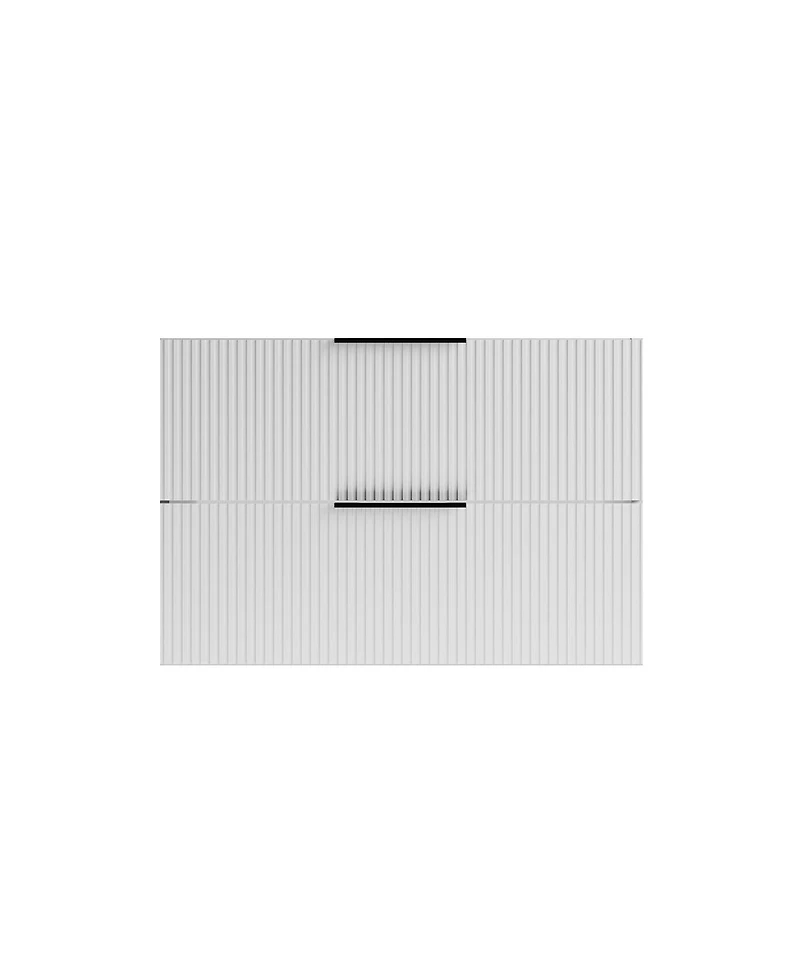 Sillysis 30" Wall Mounted Bathroom Vanity with Ceramic Sink, Fluted Mdf Cabinet & Drawers for Modern Small Bathrooms-Sillysis