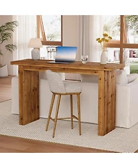 Tribesigns 63'' Solid Wood Bar Table, Rectangular High Top Kitchen Dining Bar Height Tables, Industrial Counter Height Pub Table