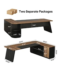Tribesigns 79-Inch Executive Desk, Large Office Desk with Cabinet, L-Shaped Compter Desk with Storage Shelves, Writing Table