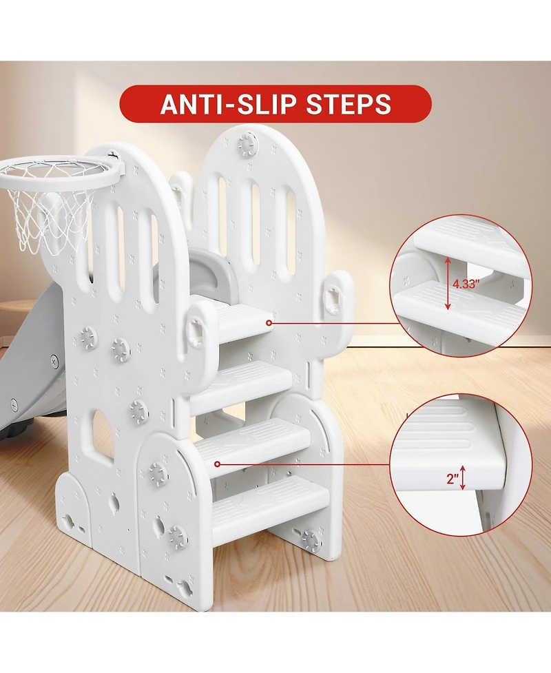 gaomon 7 in 1 Toddler Slide and Swing Set with Slipping Slope Basketball Hoop Soccer Golf Ring Toss Game