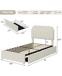 gaomon Bed Frame Storage Headboard 2 Drawers Boucle Upholstered Platform Bookcase Easy Assembly No Box