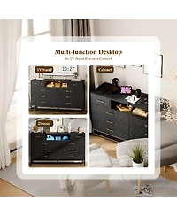 gaomon 8-Drawer Dresser with Led Lights & Charging Station, Modern Accent Chest for Bedroom Living Room Apartment Storage