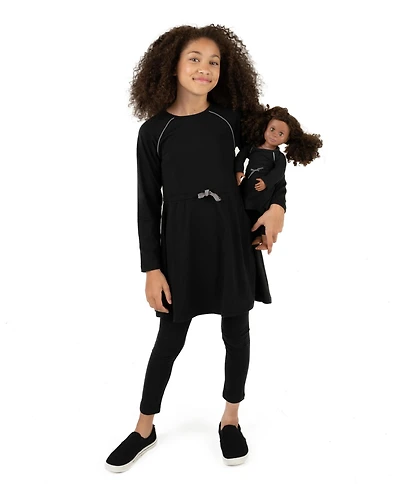Leveret Girls Matching Girl & Doll Drawstring Cinch-Waist Long Sleeve Dress
