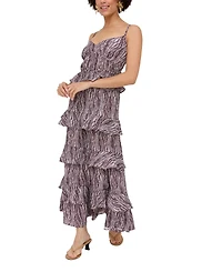 Raffya Women's Tangiers Tiered Line Print Maxi Dress