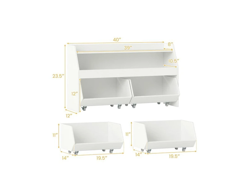 Slickblue Wooden Kids Bookcase and Toy Organizer with 2 Drawers