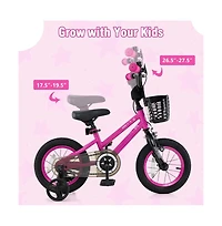 Hongge 12 Inch Kids Bike Adjustable Bicycle with Front Basket for Children Aged 3-4 Years Old