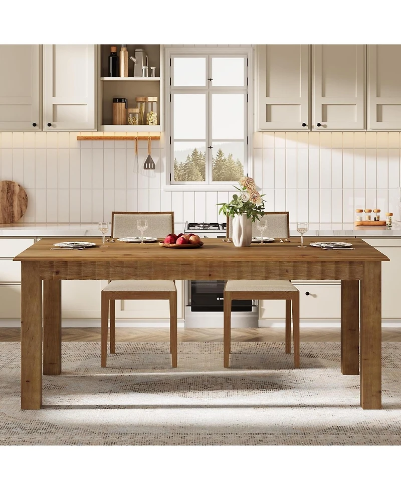 Tribesigns 63-Inch Solid Wood Dining Table for 6, Farmhouse Kitchen Table, Rectangular Wood Dinner Table for Dining Room, Living Room